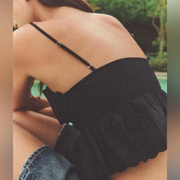 Zara Embroidered Black Lace Cami Top - Picture 8 of 9